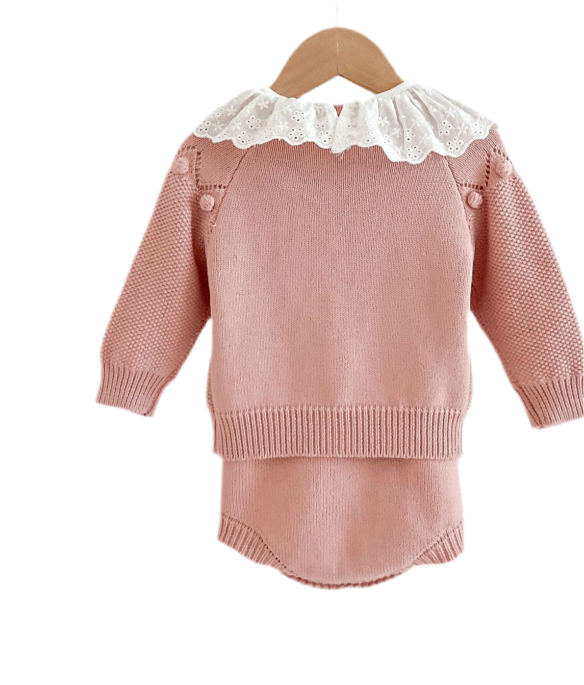 Newborn Handmade Flower Knit Set – Cardigan & Romper | 0–3Y ( Sold Separately)