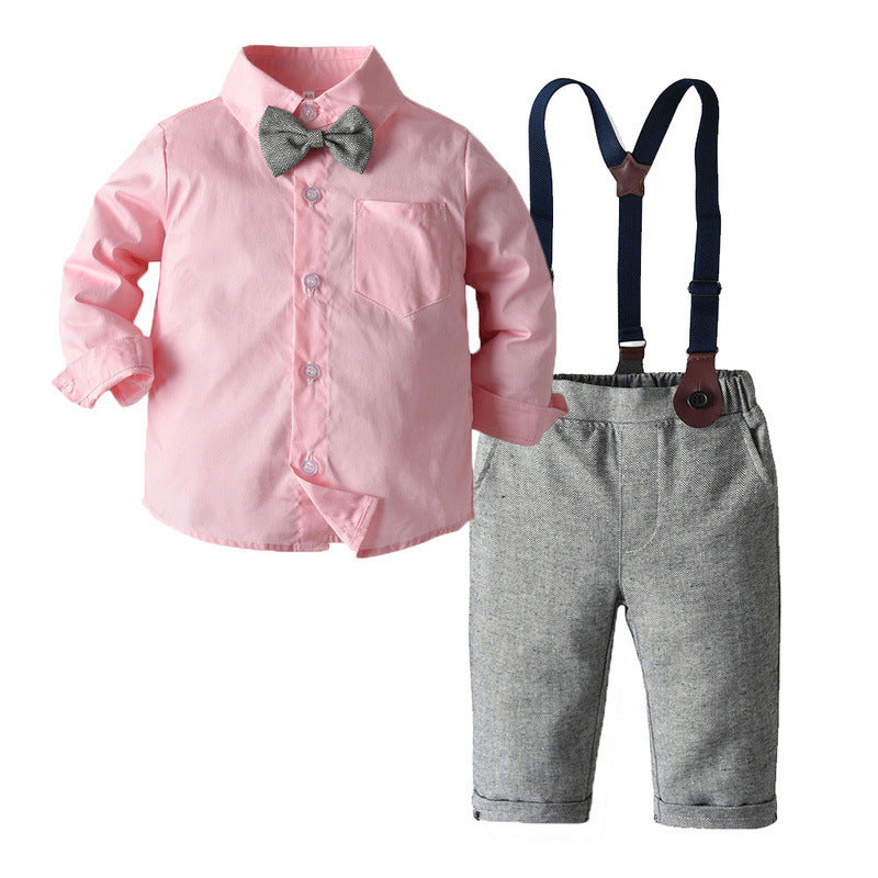 Boys’ Formal Two-Piece Suit – Long-Sleeve Bib Shirt & Trousers