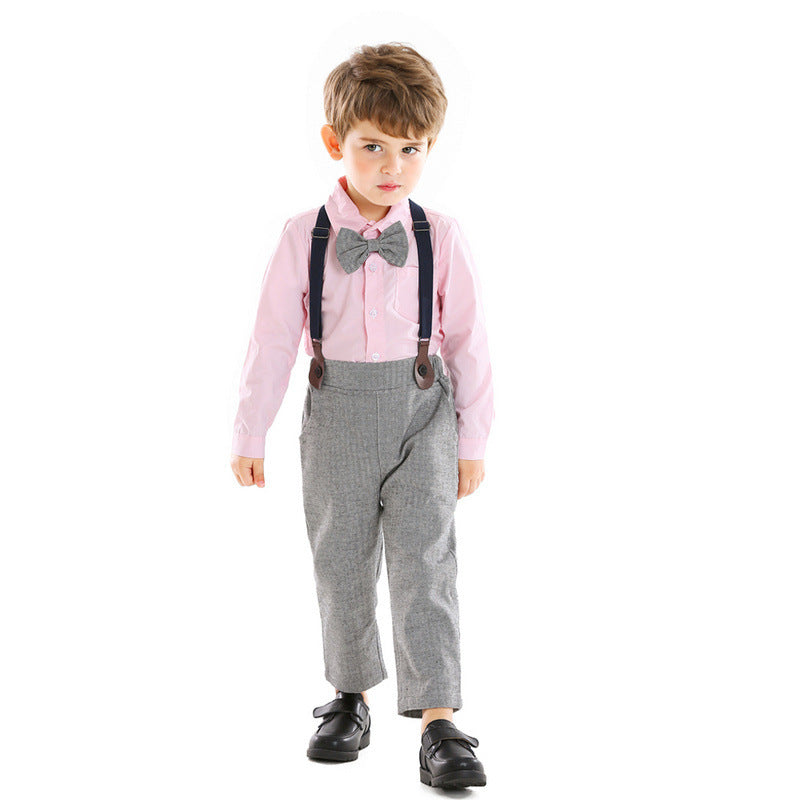 Boys’ Formal Two-Piece Suit – Long-Sleeve Bib Shirt & Trousers