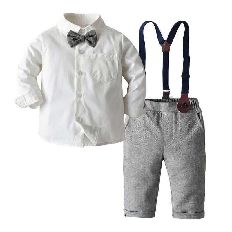 Boys’ Formal Two-Piece Suit – Long-Sleeve Bib Shirt & Trousers