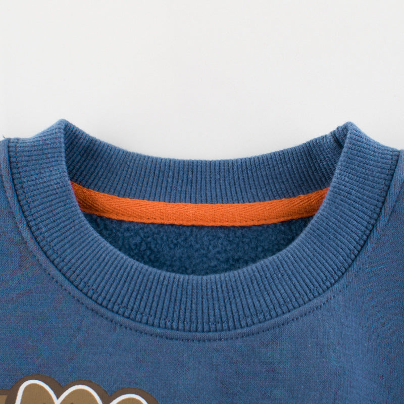 Children’s Fleece-Lined Cartoon Pullover Sweater – Boys 2-8 Y