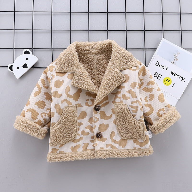 Boys’ & Girls’ Winter Camouflage Fur Coat – Thick Cotton Jacket