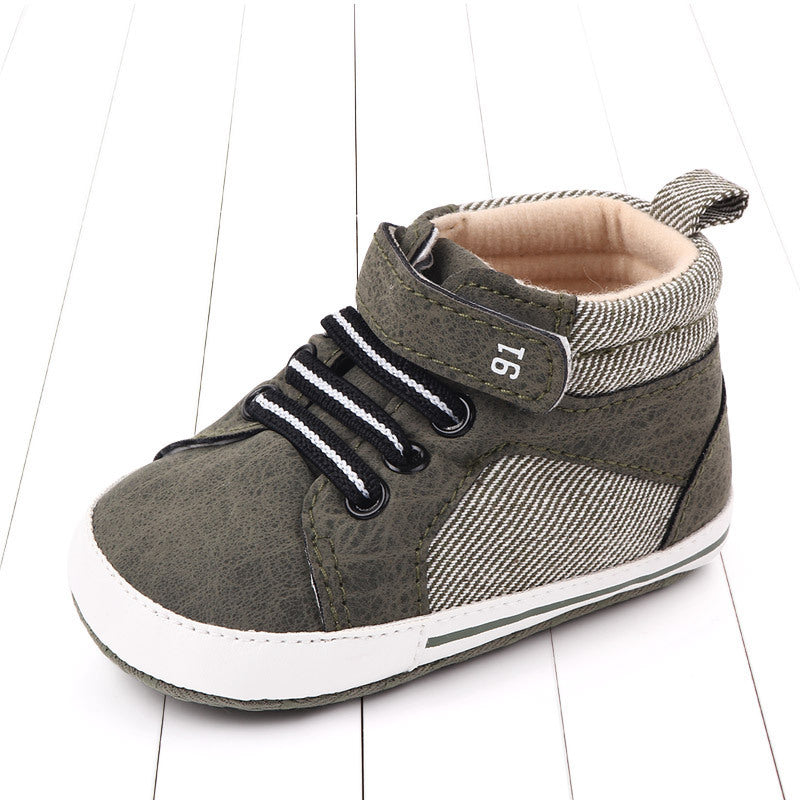 Breathable Cotton High-Top Toddler Shoes – Velcro Closure