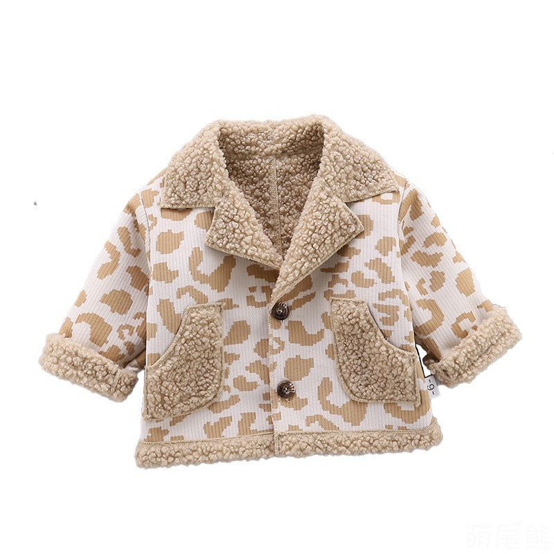 Boys’ & Girls’ Winter Camouflage Fur Coat – Thick Cotton Jacket