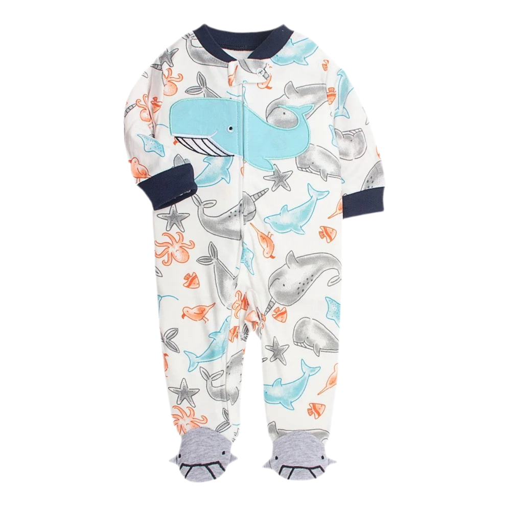 Newborn Long-Sleeve Pattern Romper – Soft Cotton Baby Jumpsuit
