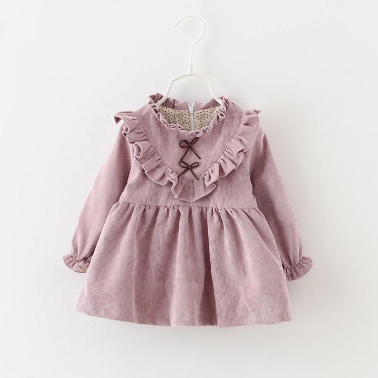 Girls’ V-Neck Corduroy Dress – Spring Casual Style
