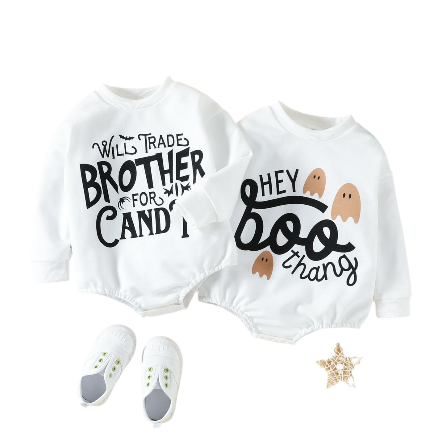 Halloween Baby Romper – Cartoon & Alphabet Print (Unisex)