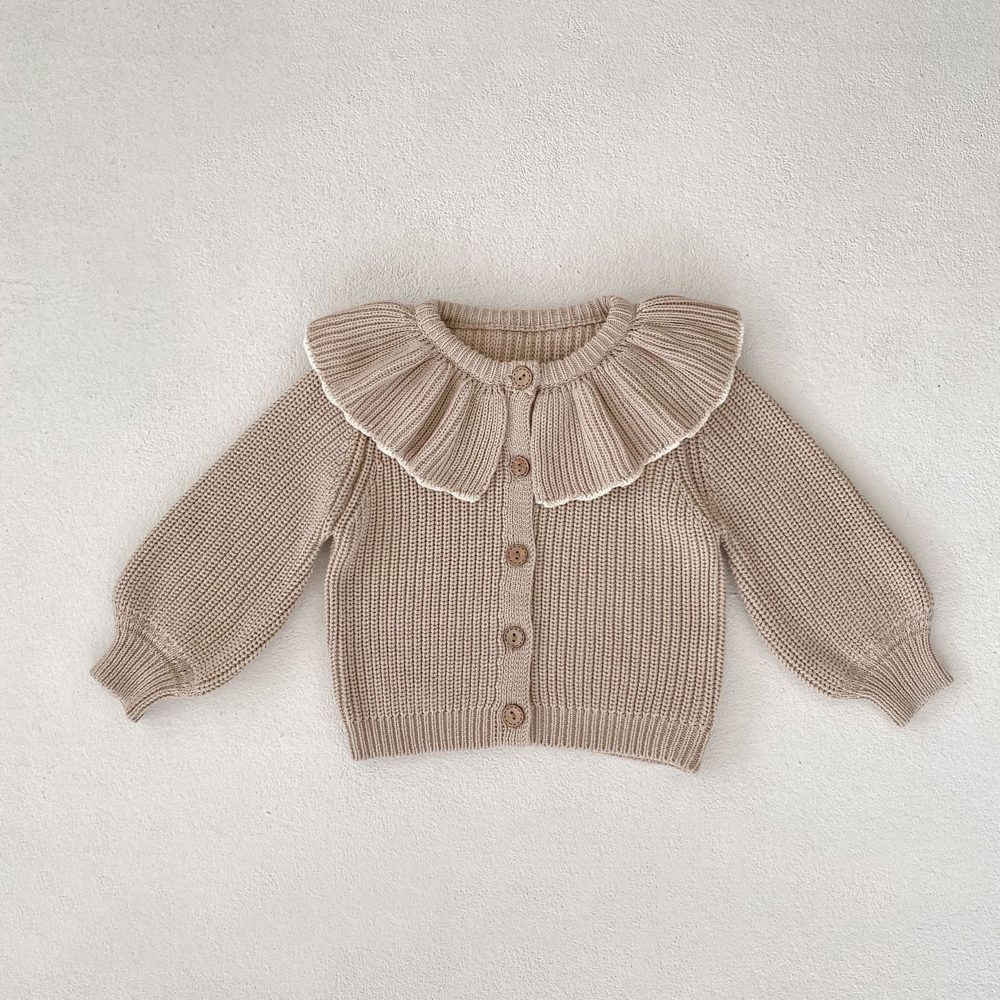 Baby Girl Ruffled Bow Tie Knitted Cardigan Sweater