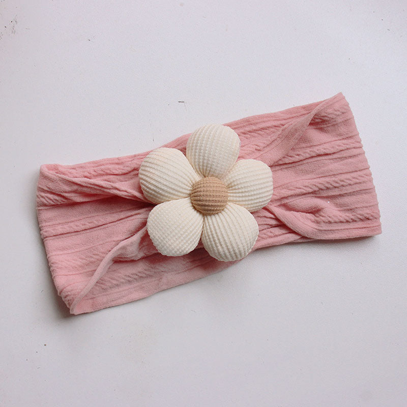 Soft Nylon Baby Girl Headband – Floral Elastic Turban for Newborns & Toddlers