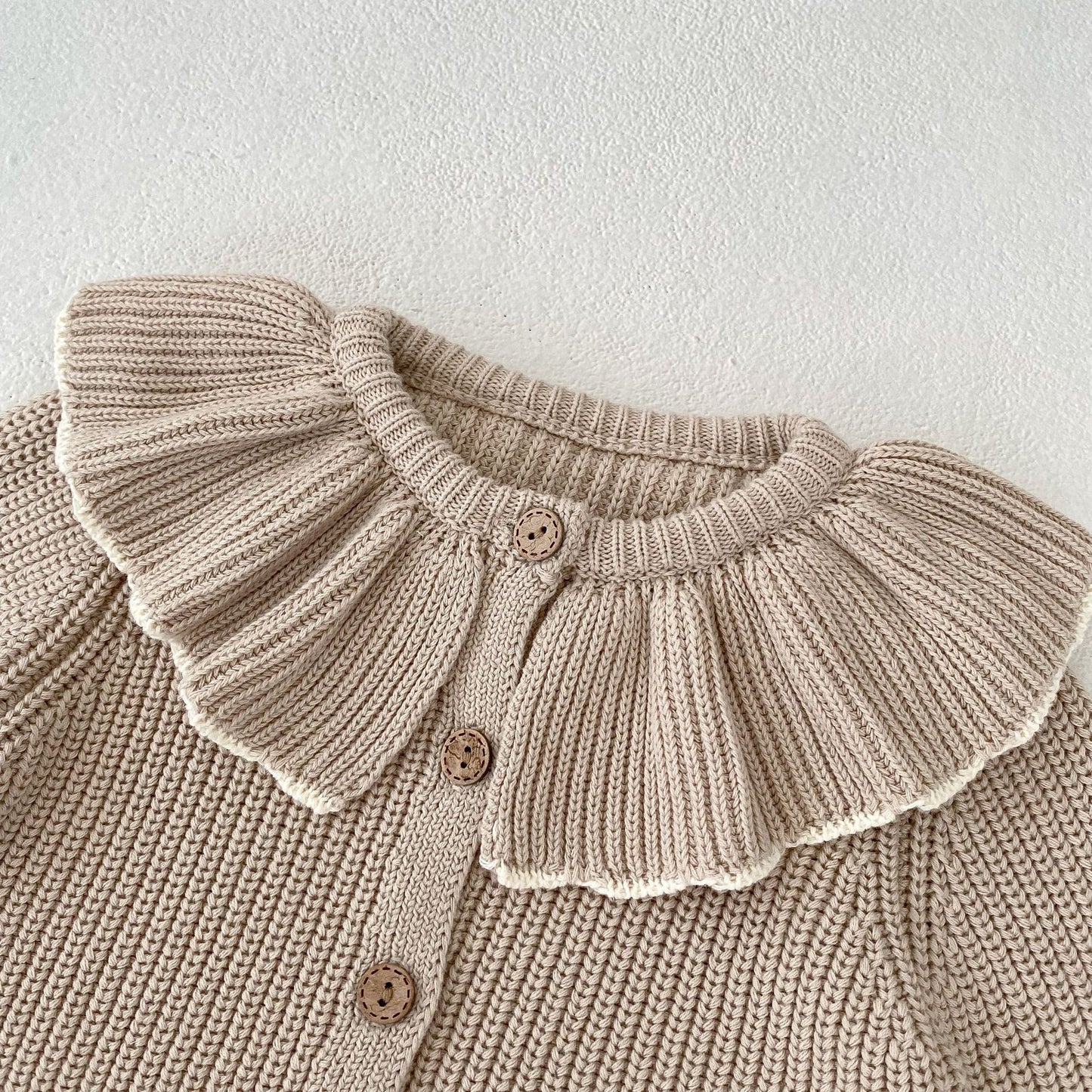 Baby Girl Ruffled Bow Tie Knitted Cardigan Sweater