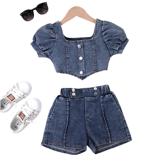 Stylish Denim Suit for Girls (Ages 3–7Y)