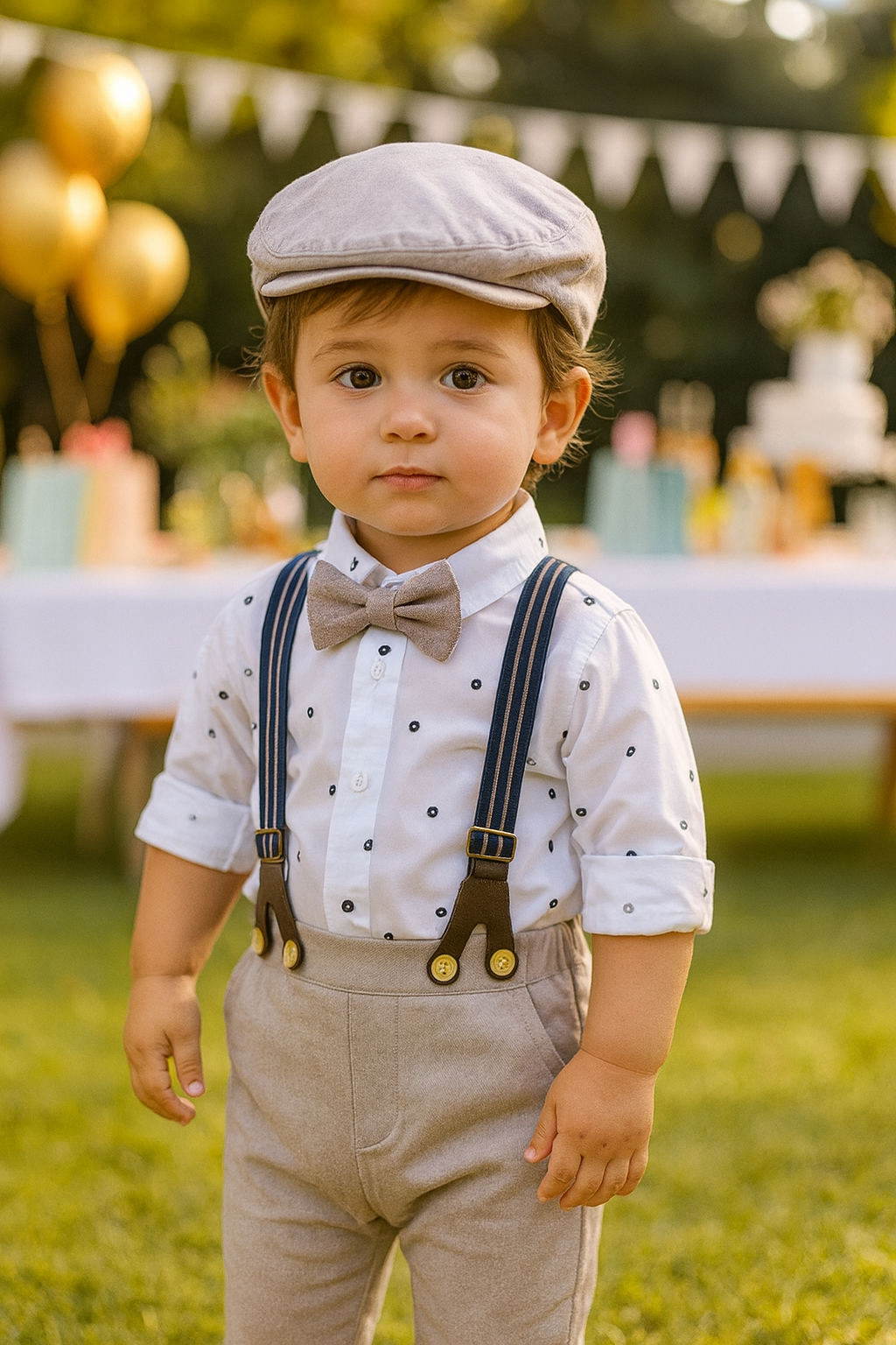Infant Boys’ Khaki Gentleman Suit – Autumn Long Sleeve Outfit (Cap Not Included)