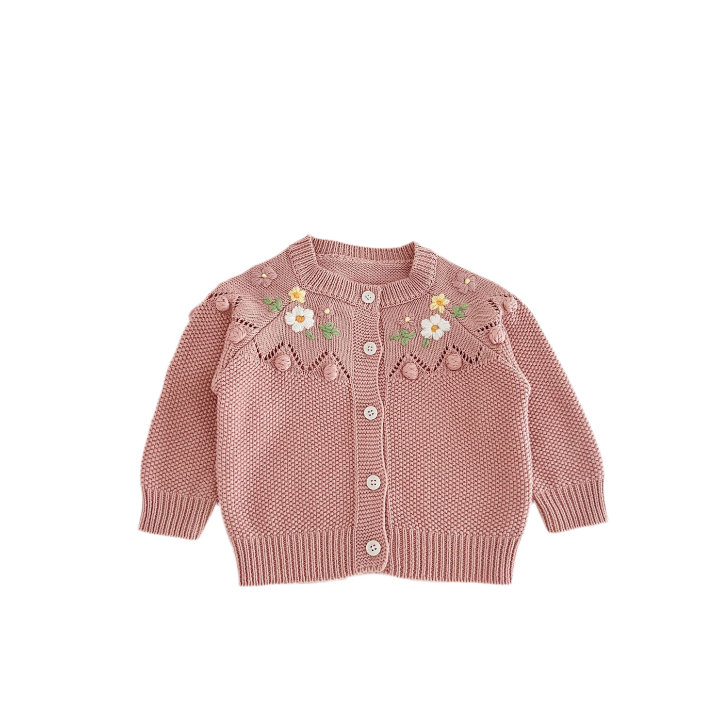 Newborn Handmade Flower Knit Set – Cardigan & Romper | 0–3Y ( Sold Separately)