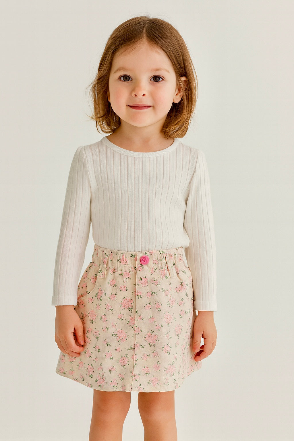 Pink Floral A-Line Skirt