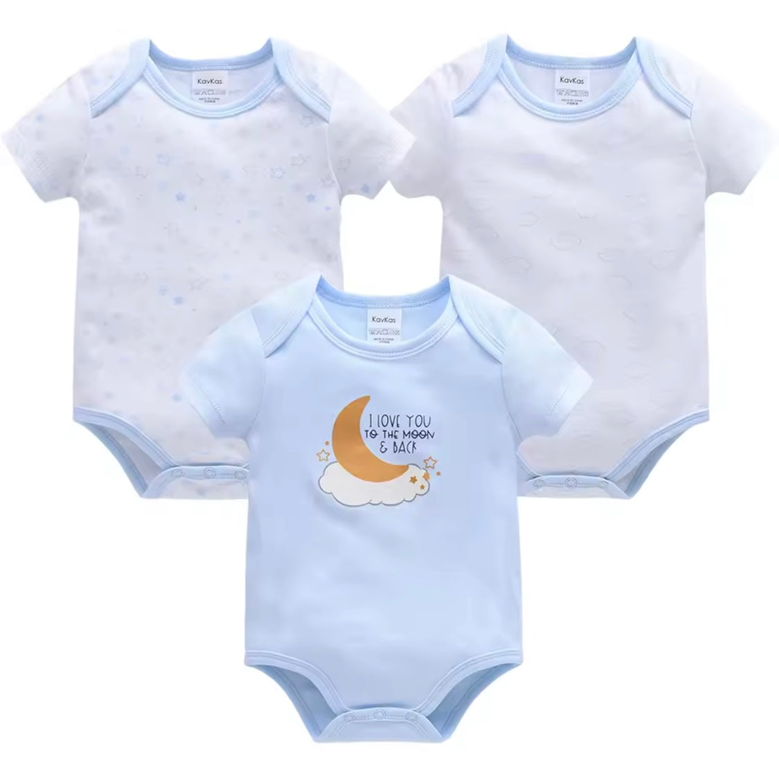 3-Pack Baby Bodysuits – 100% Cotton | Soft & Breathable | Sizes 3M–12M for Boys & Girls