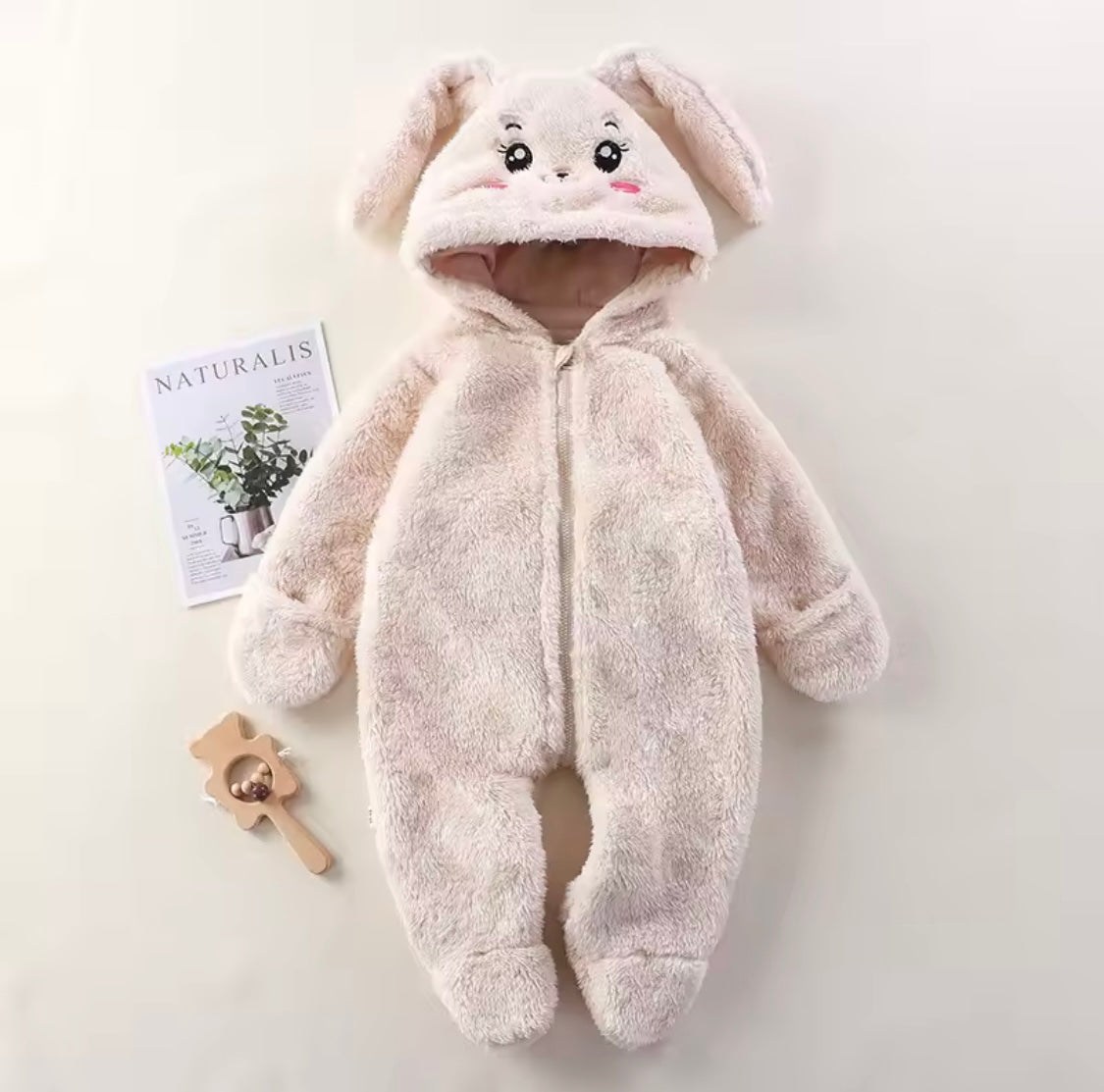 Warm Hooded Baby Jumpsuit – Plush Footed Romper for Autumn & Winter