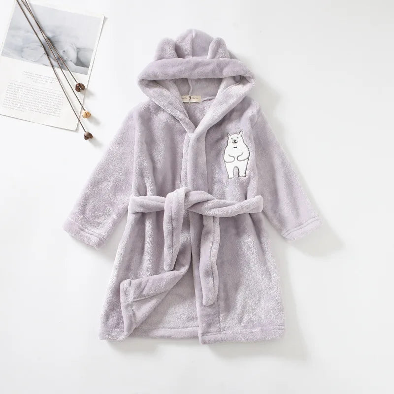 Kids Flannel Bathrobe – Soft & Cozy Night Robe (1–8 Years)