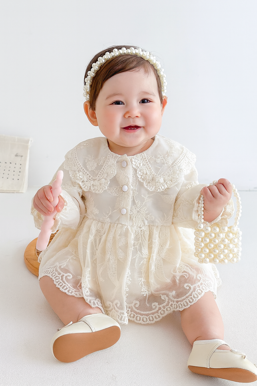 Princess Baby Romper Dress – Apricot Cotton Jumpsuit (0–2Y)