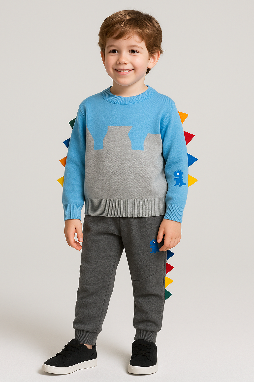 Knitted Jacquard Embroidery Pullover Dinosaur Kids Sweater