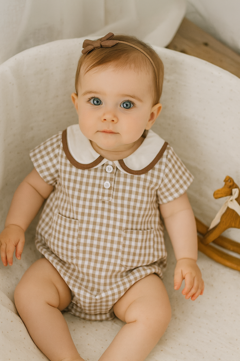 Plaid Bear Baby Bodysuit – Summer New Arrival