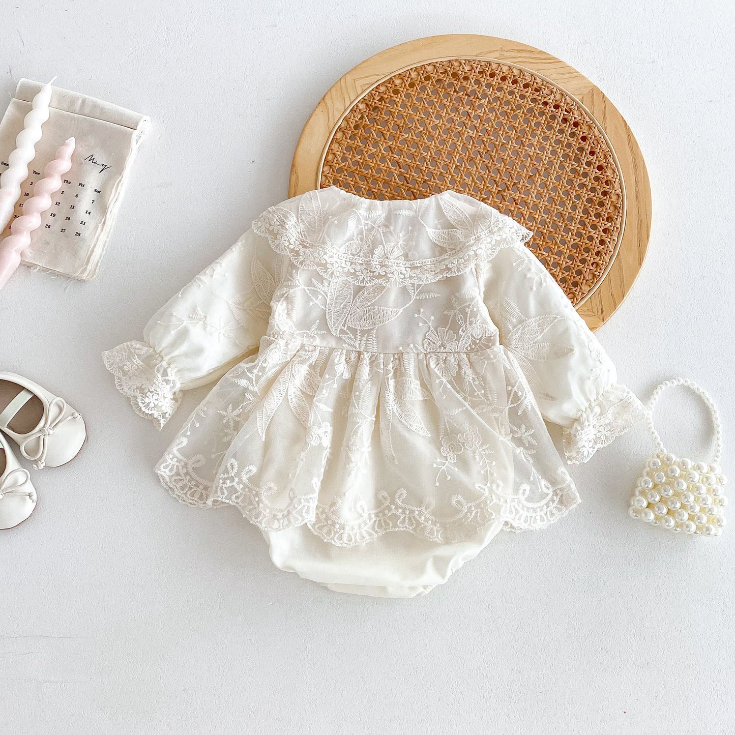 Princess Baby Romper Dress – Apricot Cotton Jumpsuit (0–2Y)