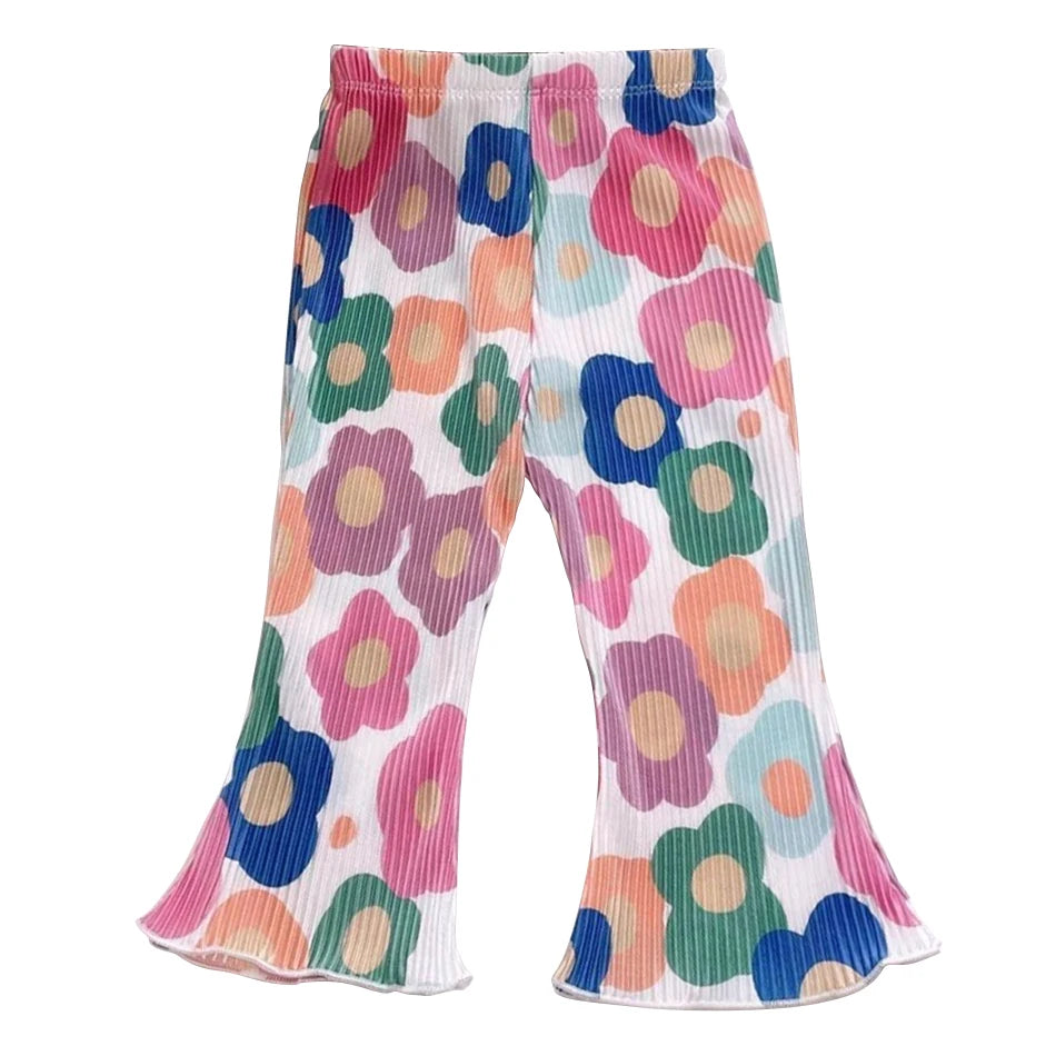 Summer Girls Floral Polka Dot Flared Pants