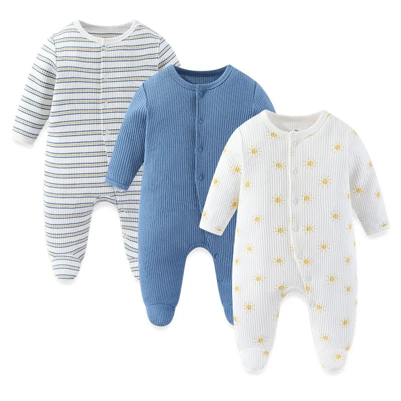 3 Pcs Baby Romper Set – 100% Cotton (Unisex)