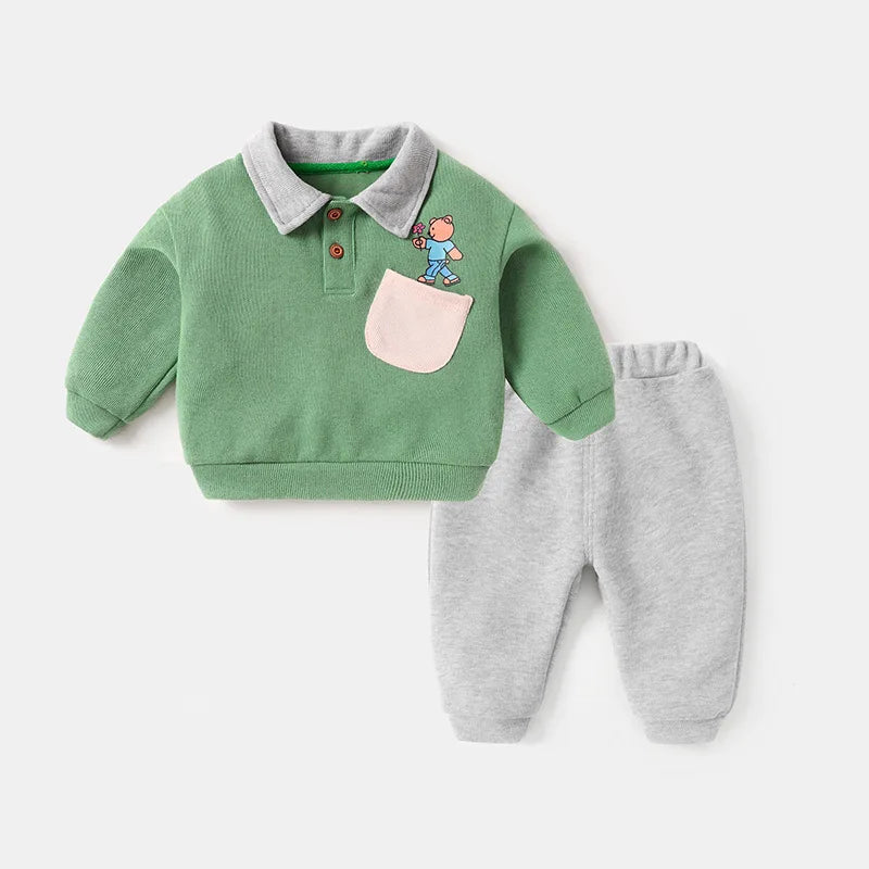 Baby Boys 2-Piece Sweatshirt & Pants Set – Autumn Cotton Outfit