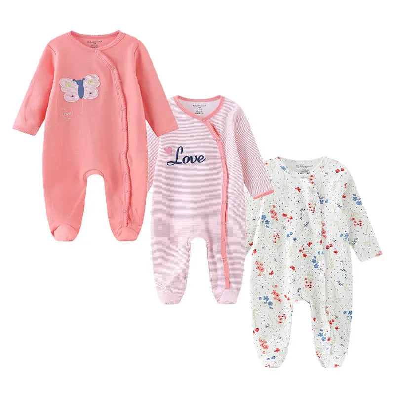 3 Pcs Baby Romper Set – 100% Cotton (Unisex)