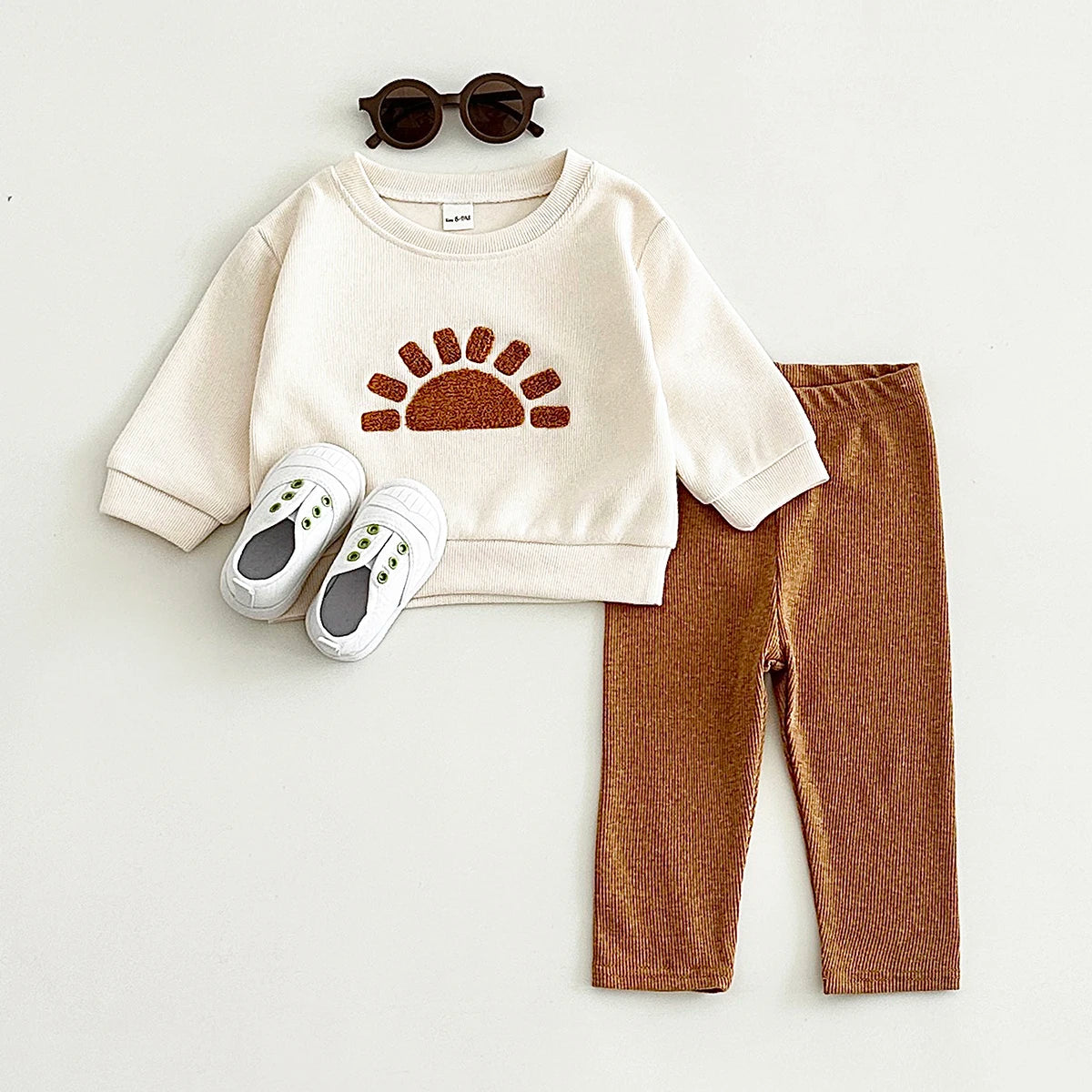 Toddler 2Pcs Autumn Outfit – Sun & Moon Plush Set