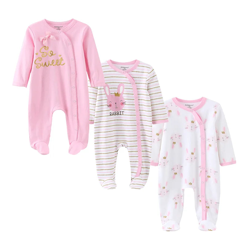 3 Pcs Baby Romper Set – 100% Cotton (Unisex)