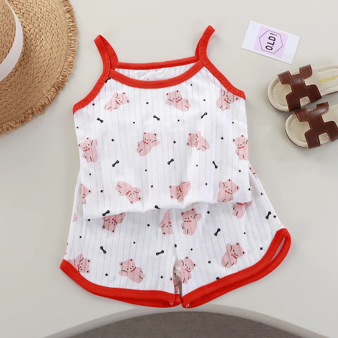 Girls Summer 2-Piece Clothing Set – Sleeveless Top & Shorts