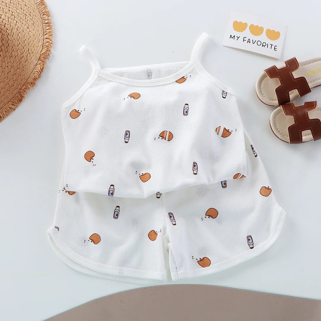 Girls Summer 2-Piece Clothing Set – Sleeveless Top & Shorts