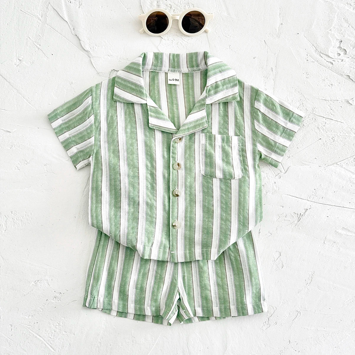 Baby Striped Shirt & Shorts Set – Summer Outfit (Unisex 6M–3Y)
