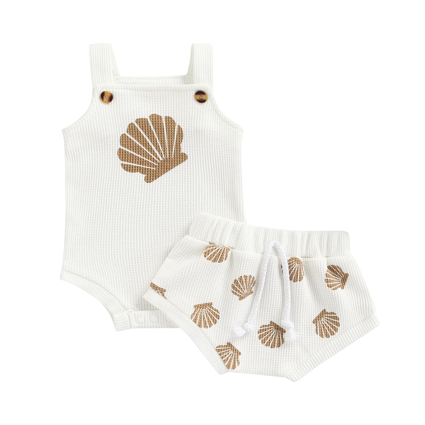 Infant Shell Print Romper & Shorts Set (0–18M)