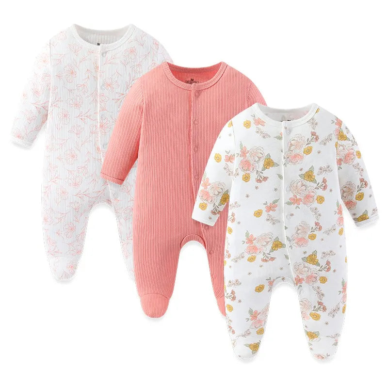 3 Pcs Baby Romper Set – 100% Cotton (Unisex)