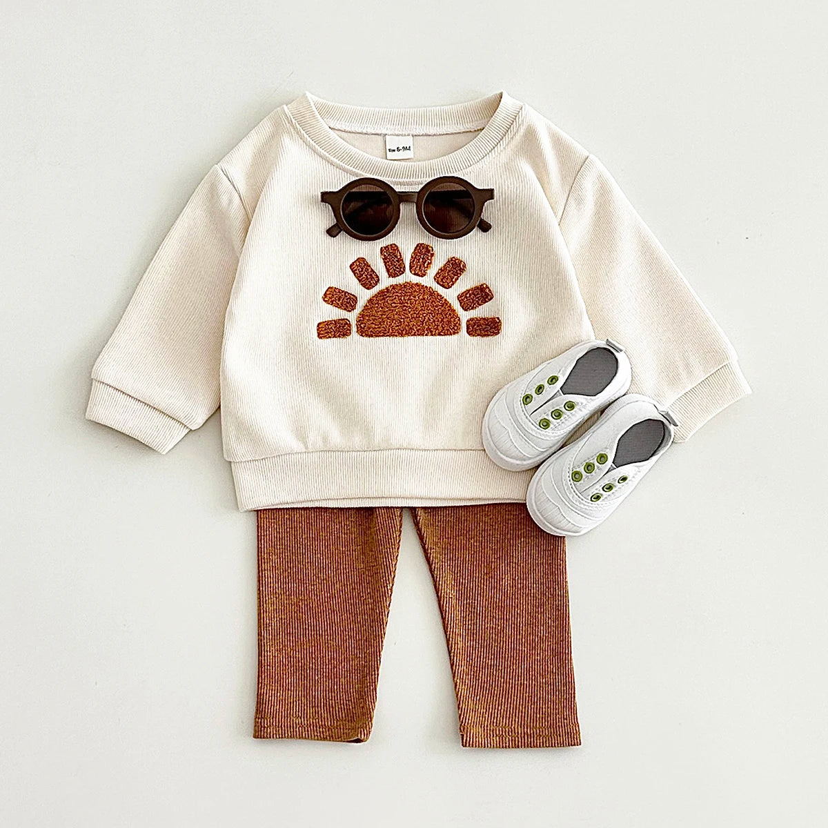 Toddler 2Pcs Autumn Outfit – Sun & Moon Plush Set