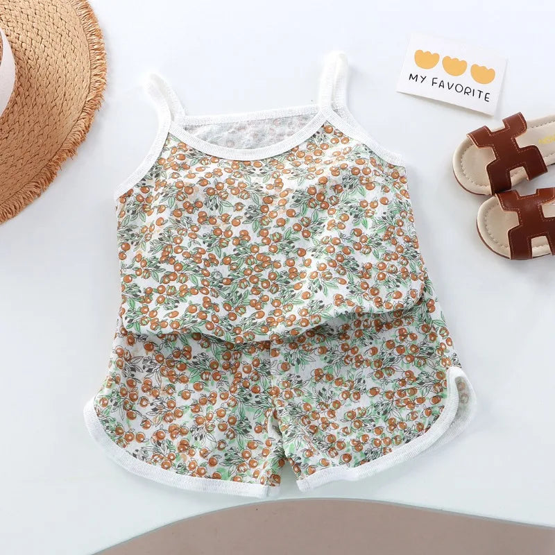 Girls Summer 2-Piece Clothing Set – Sleeveless Top & Shorts