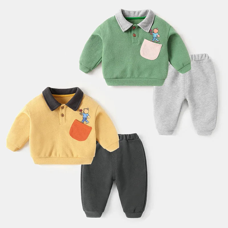 Baby Boys 2-Piece Sweatshirt & Pants Set – Autumn Cotton Outfit