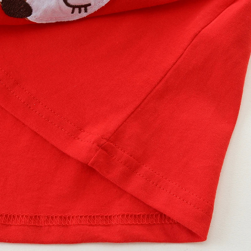 Girls Santa Claus Embroidered Cotton Christmas Dress