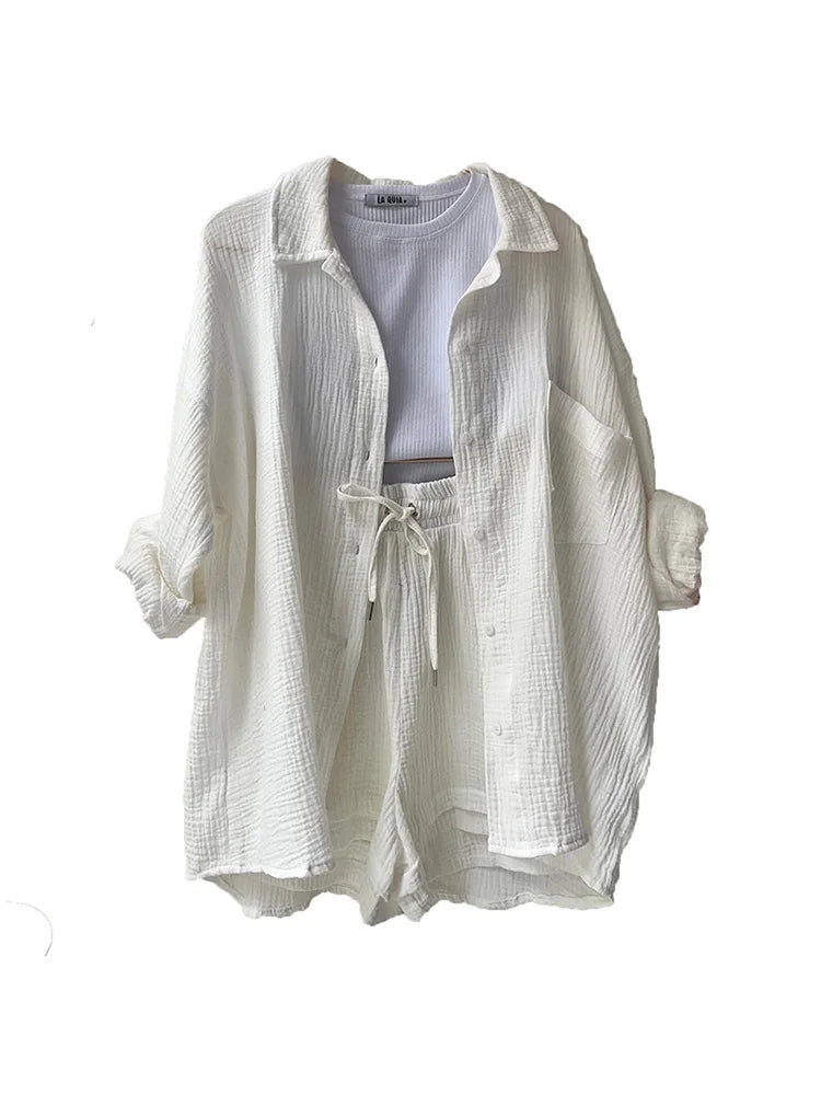 Summer Women’s Muslin Suit – Two-Piece Short Set