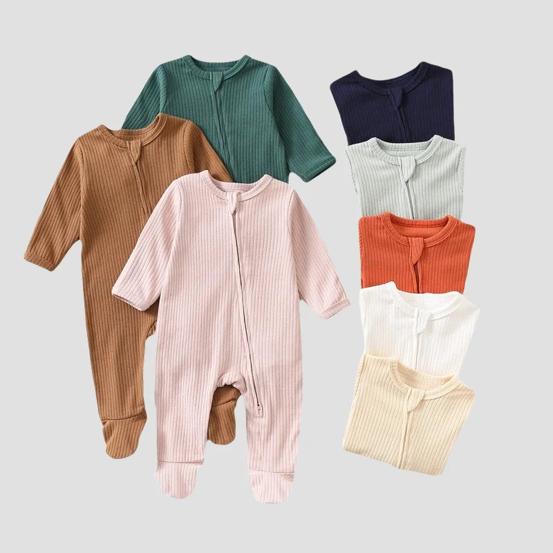 Newborn Zip-Up Jumpsuit – Soft Cotton Baby Romper