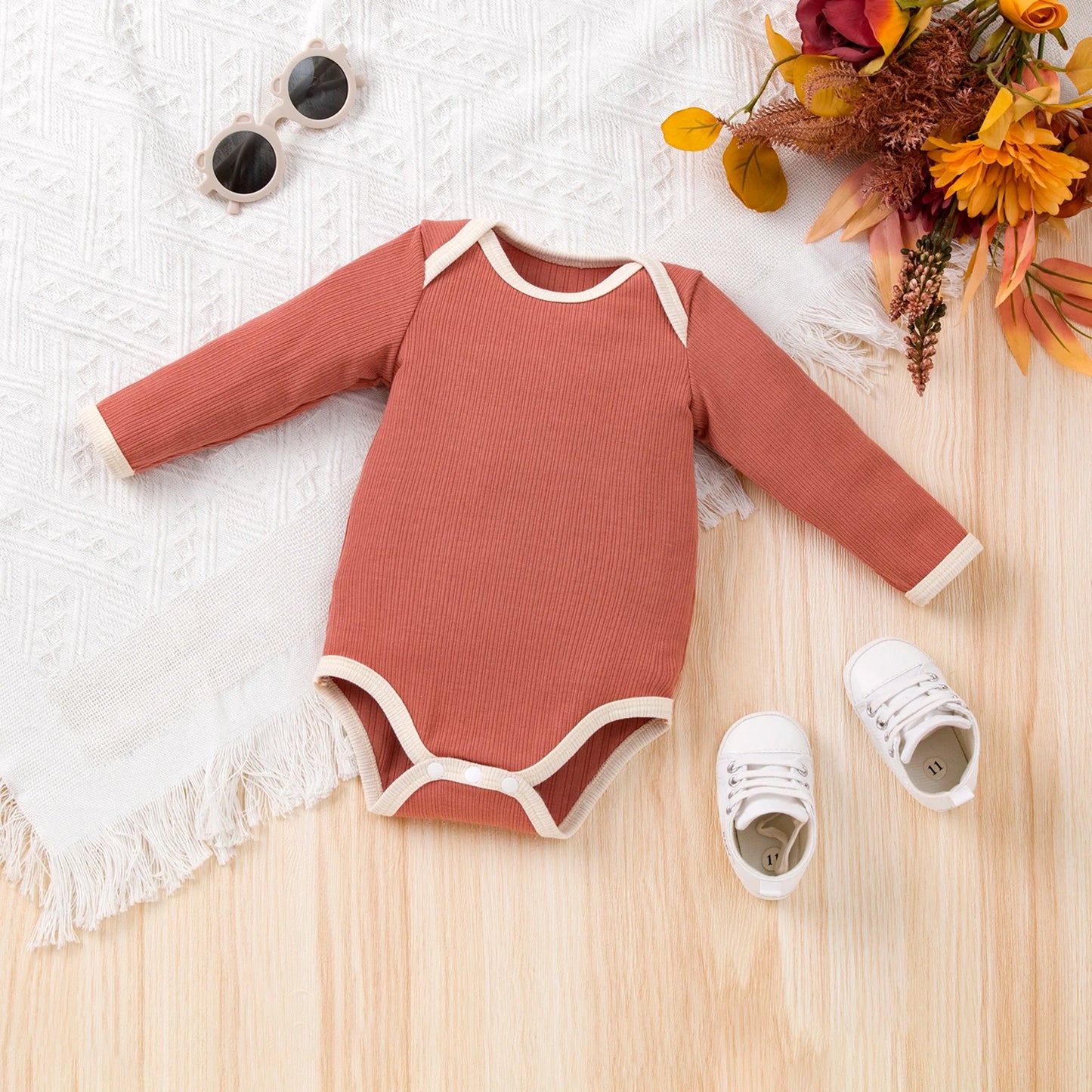 Newborn & Toddler Long Sleeve Romper – Soft Cotton Jumpsuit