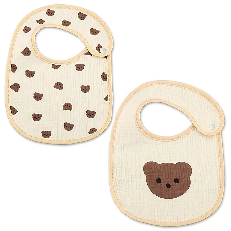 2pcs Baby Cotton Gauze Bibs – Waterproof & Breathable