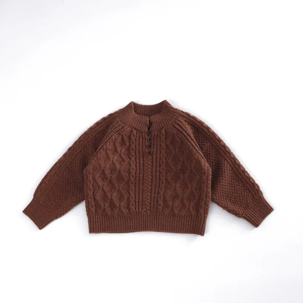 Cozy Cable Knit Sweater – Button Detail