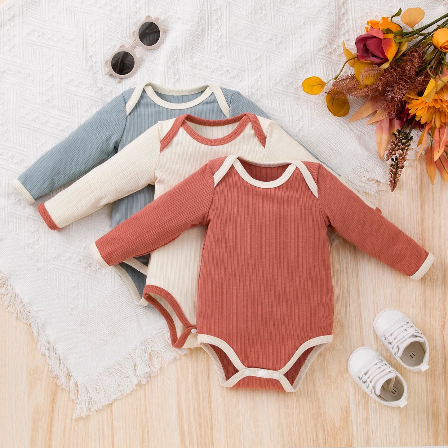 Newborn & Toddler Long Sleeve Romper – Soft Cotton Jumpsuit