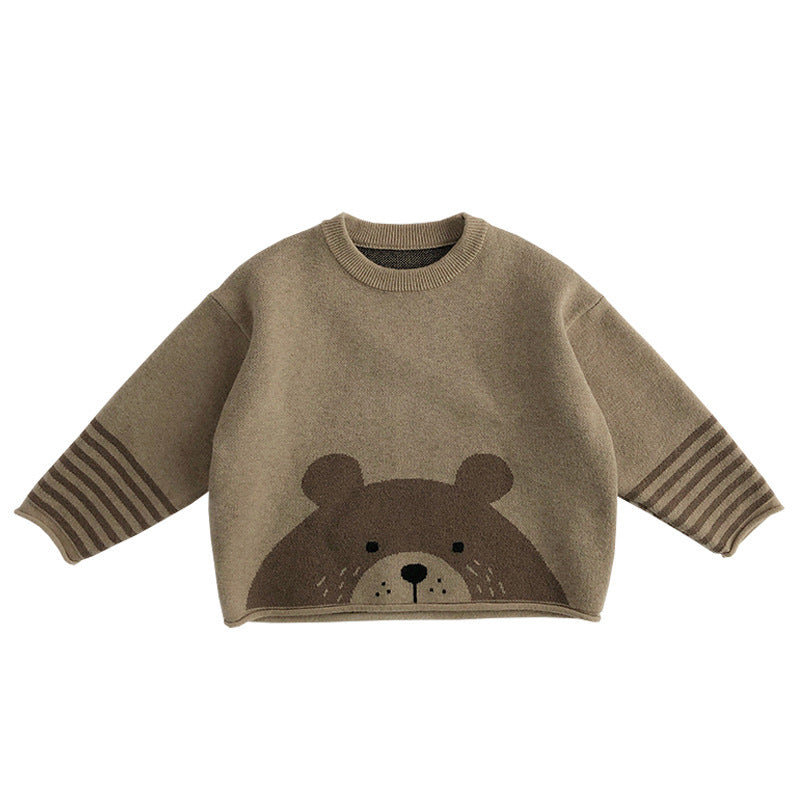 Kids’ Animal Knit Pullover Sweater – Unisex - Panda, Bear, Cat Designs