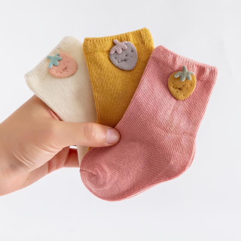 3-Pack Cartoon Patch Cotton Socks for Babies & Toddlers (0–3 Years)