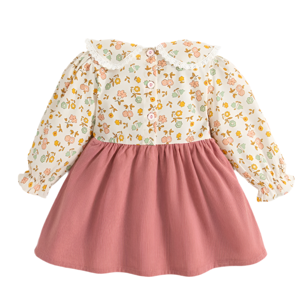 Spring & Autumn Floral Bow Dress – 9M to 3Y