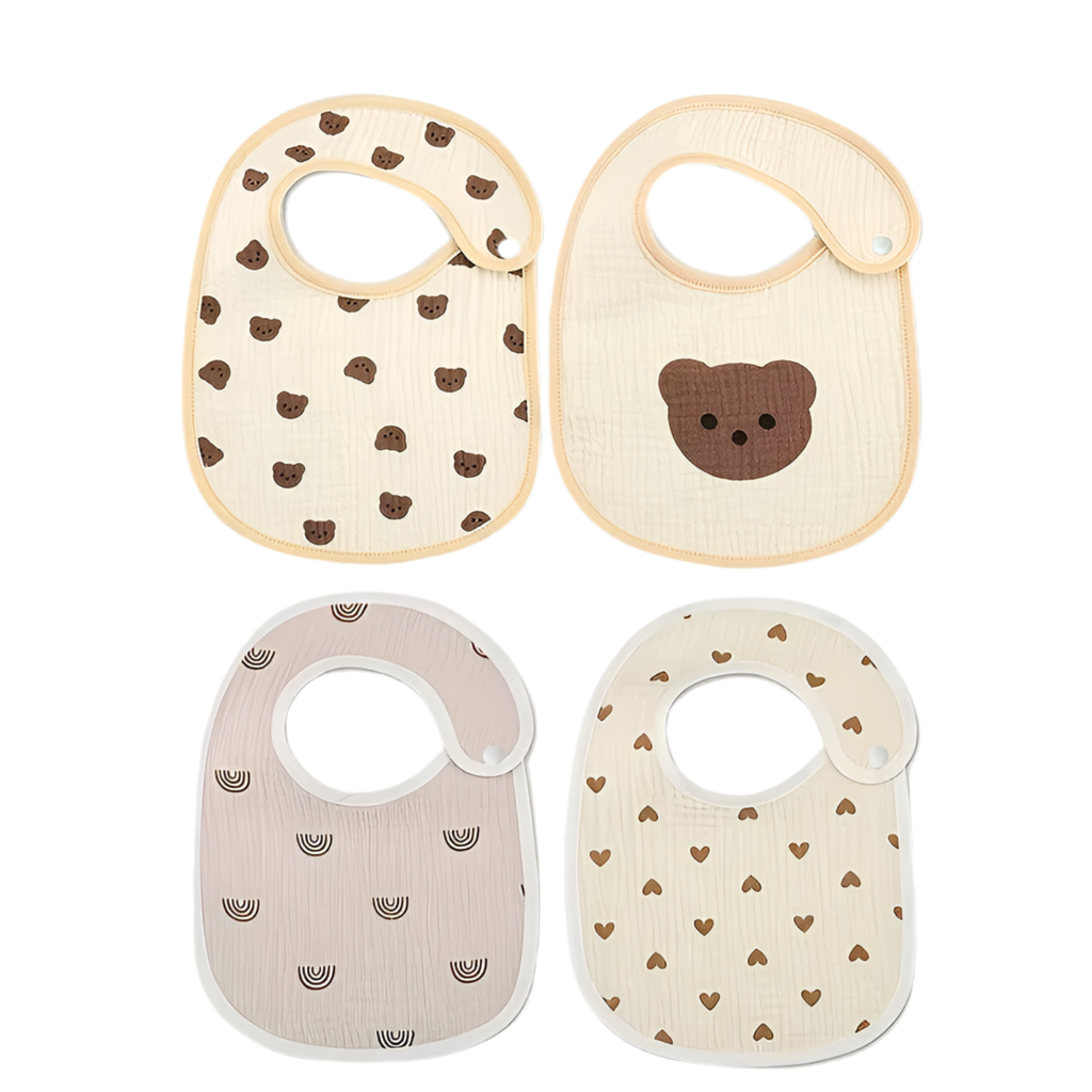 2pcs Baby Cotton Gauze Bibs – Waterproof & Breathable